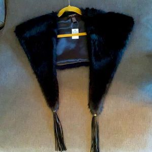 Henri Bendel Black Faux fur Stole